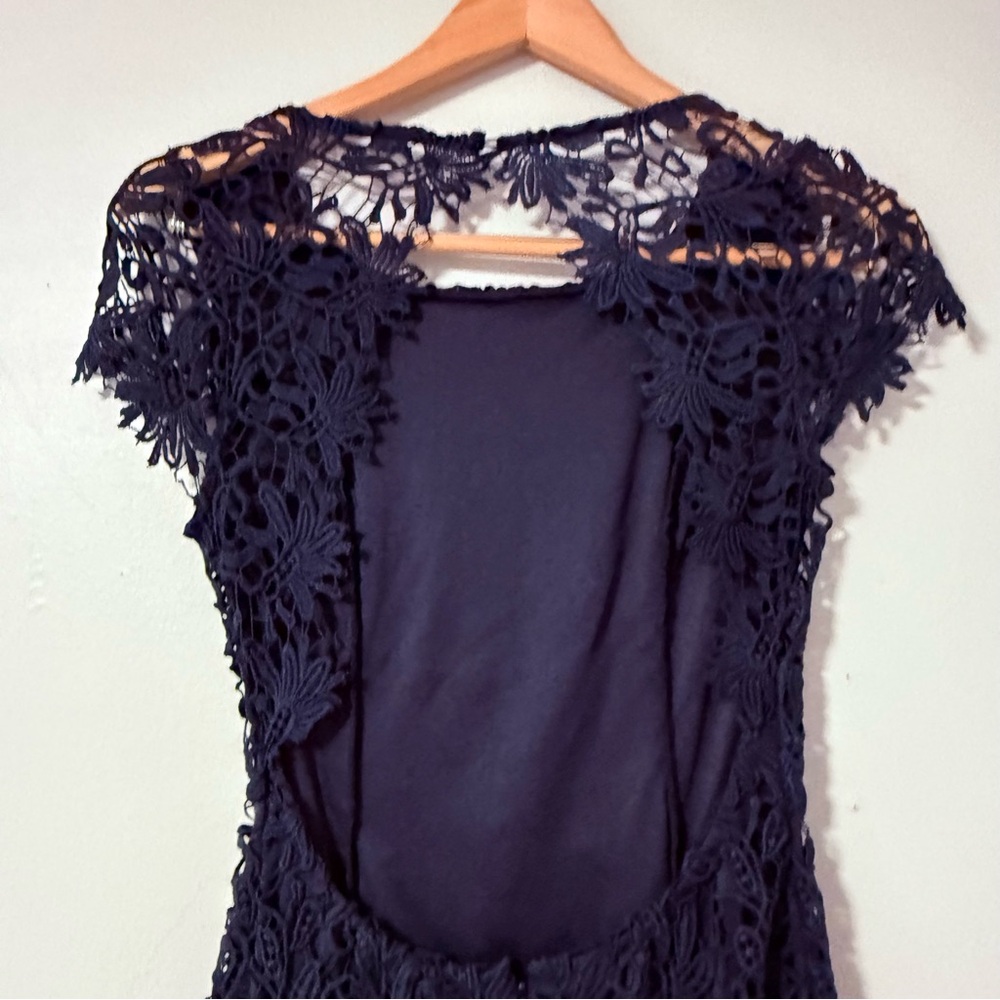 Lulus Romance Language Backless Navy Lace Bodycon Cocktail Party Dress Size M - Picture 7 of 11